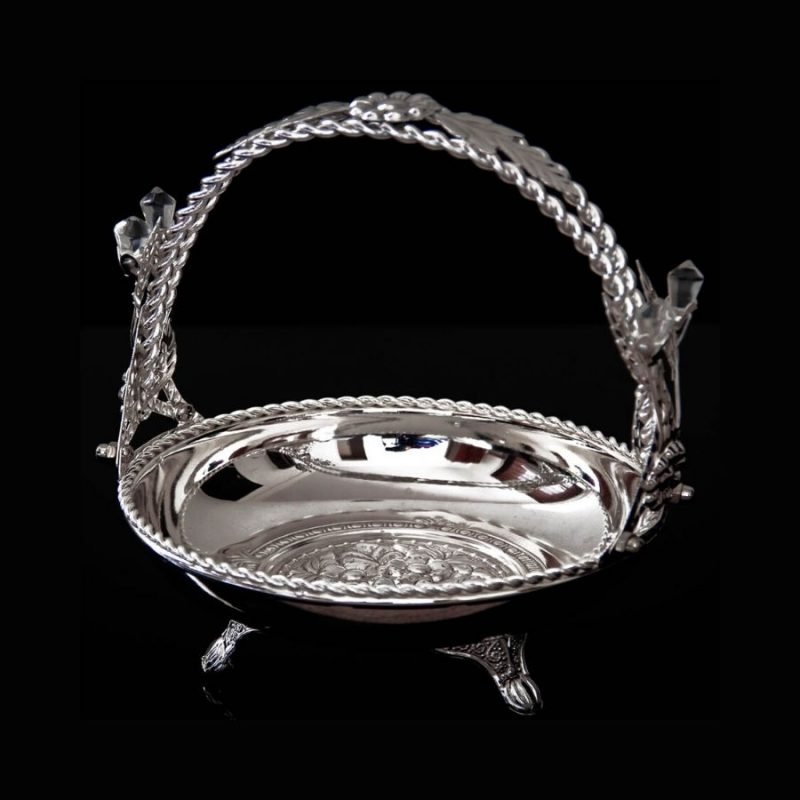 pooja silver flower basket