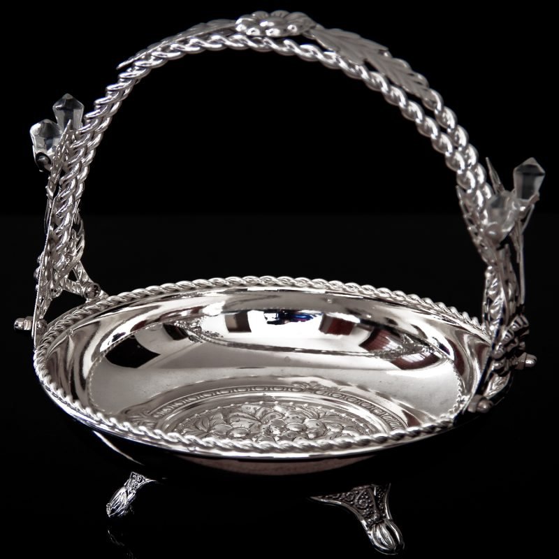 Oval Carving Silver Basket