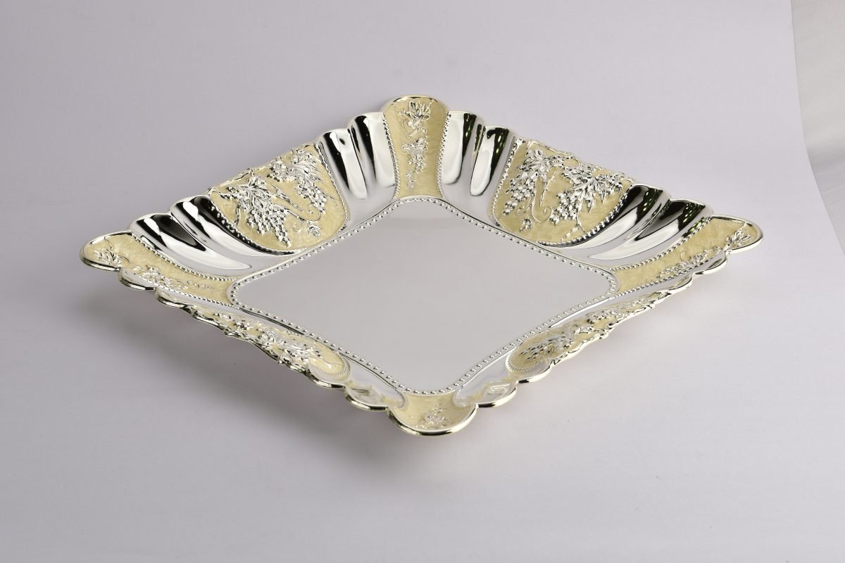 Square Enamelled Silver Plate