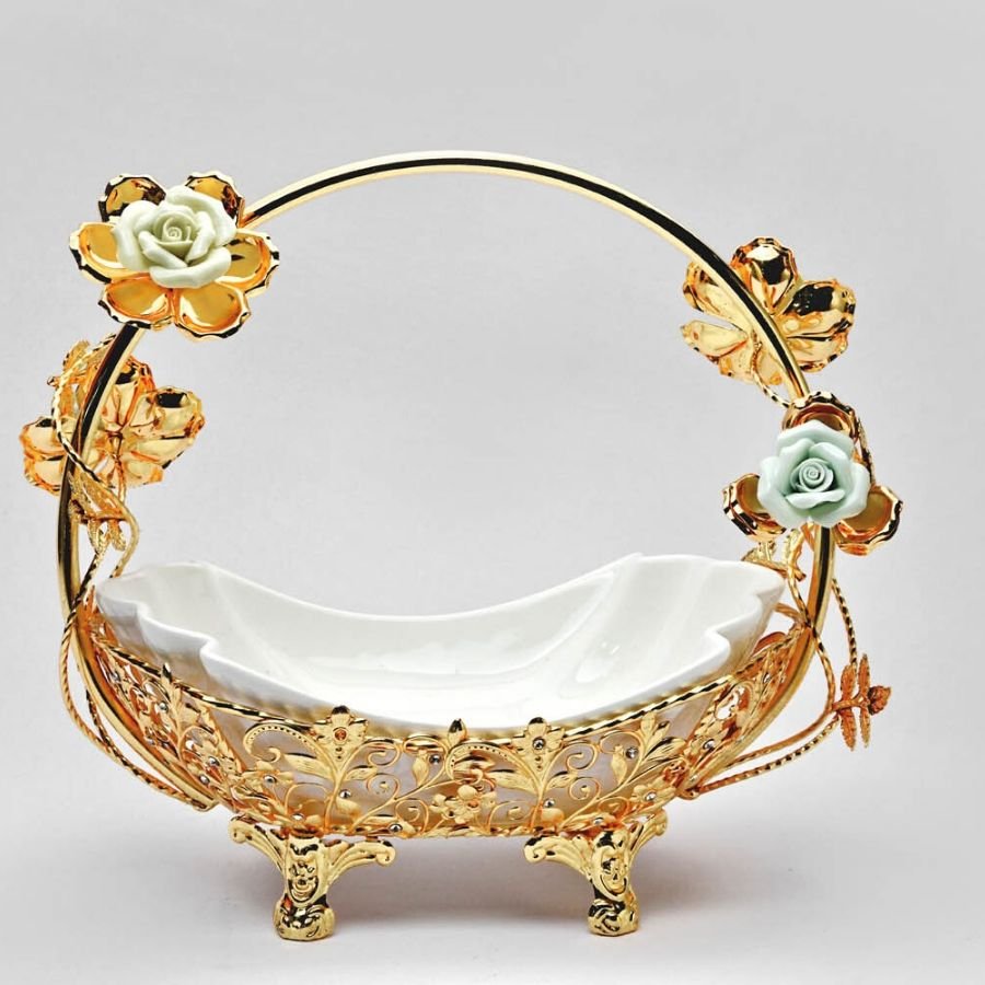 Oval Ceramic Flower Basket