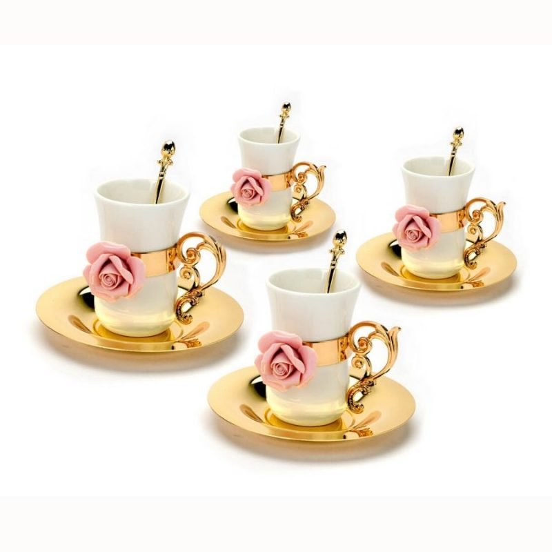 Ceramic Flower Gold Tea Cup