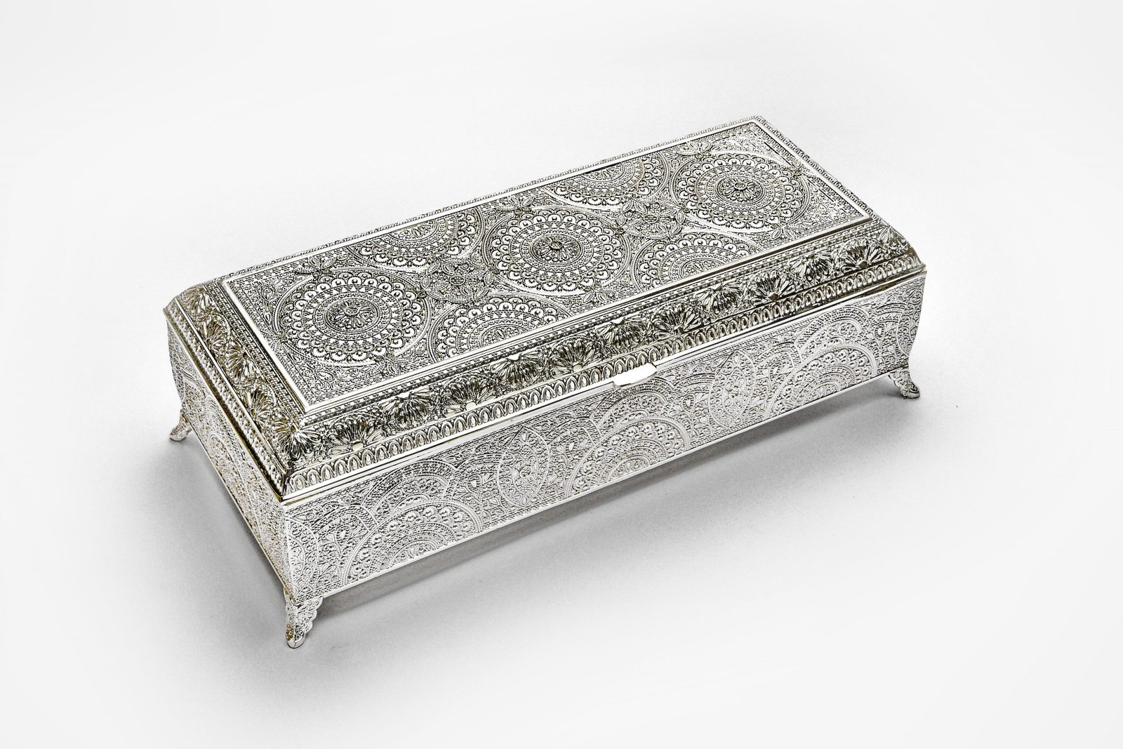 Rectangle Carved Silver Box