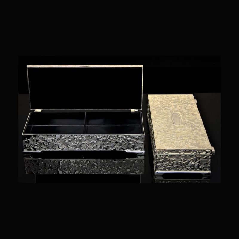 Intricate Design Rectangle Silver Box