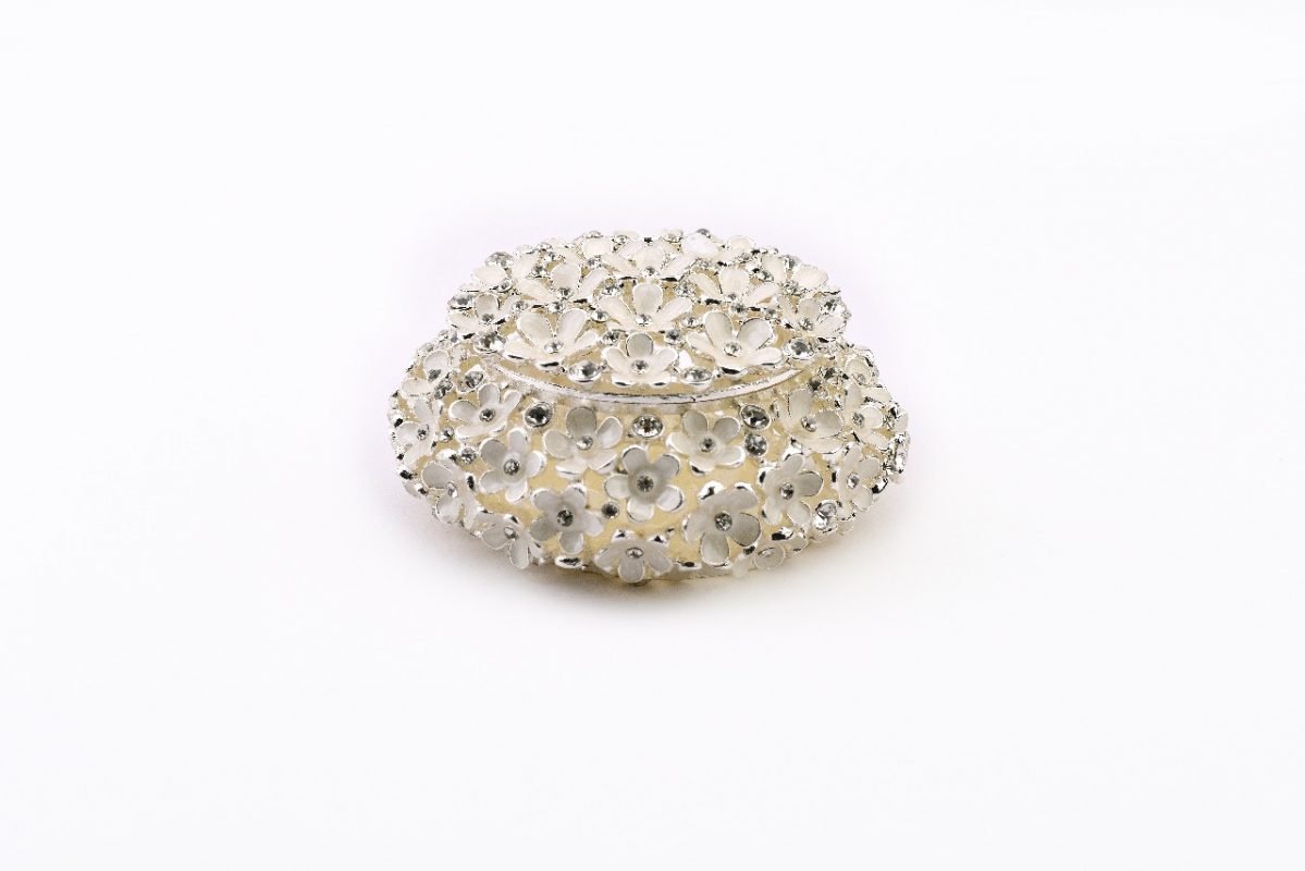 Crystal Studded Flower Enameled Jewelry Box