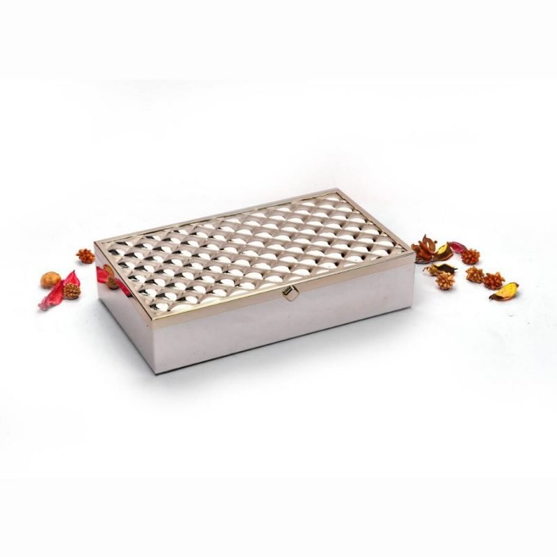 weave design silver jewelry box