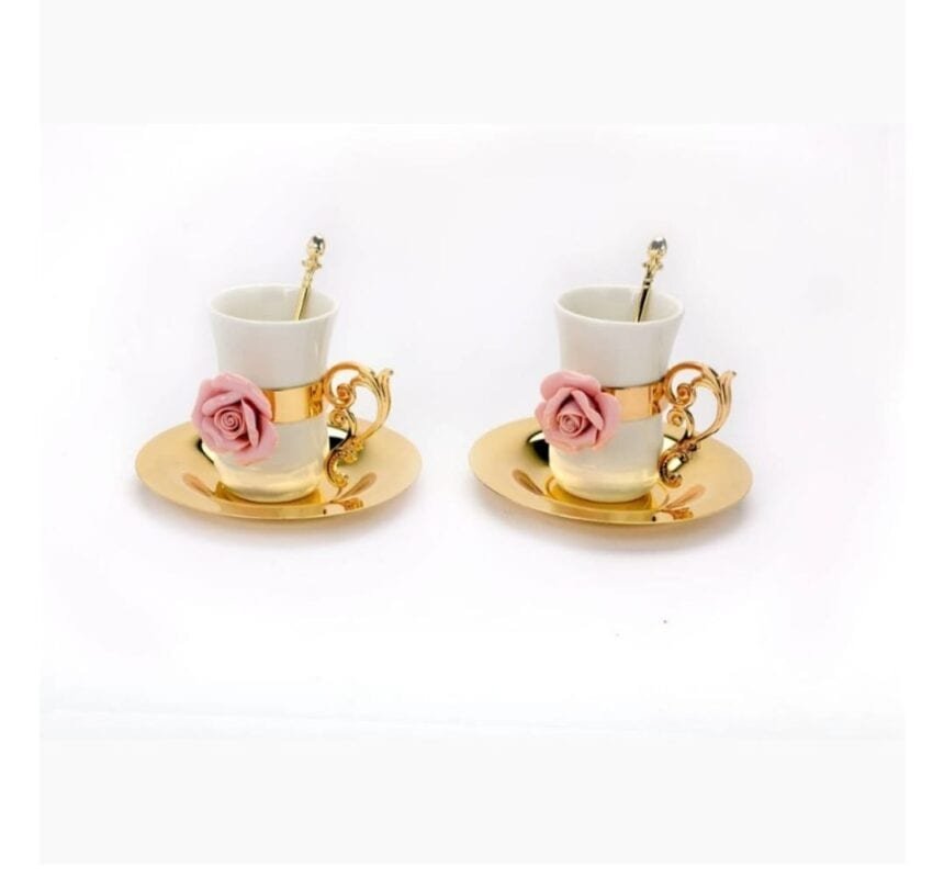 Ceramic Flower Gold Tea Cup