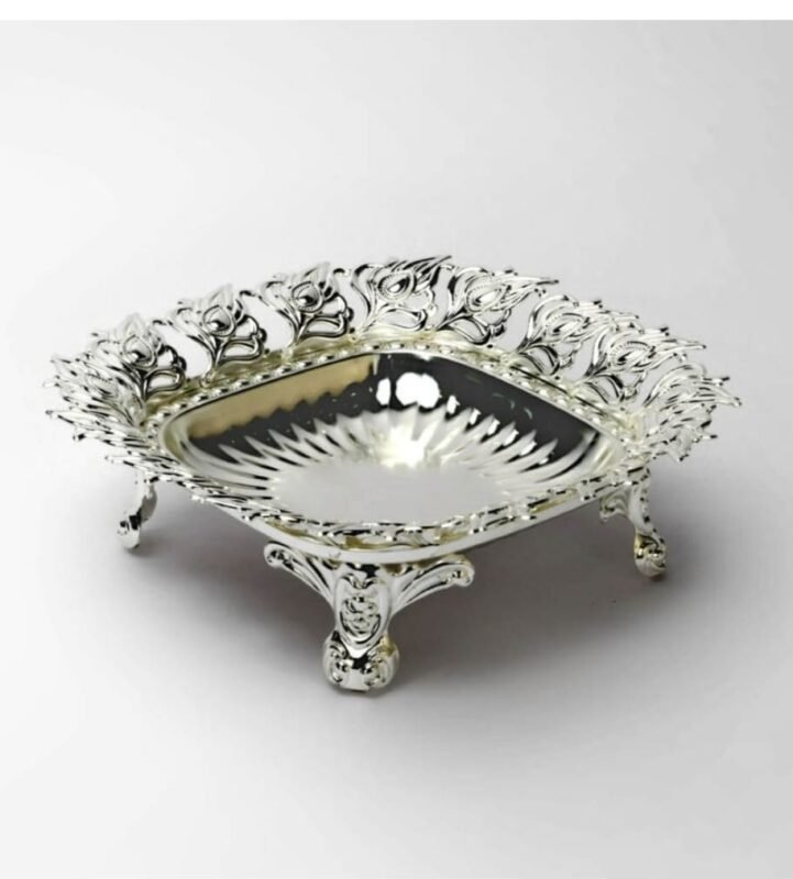 Crystal Rim Fluted Silver Plated Bowls Set