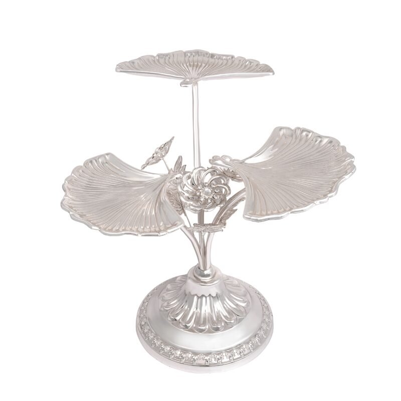 Two-Tier Silver Platter Stand