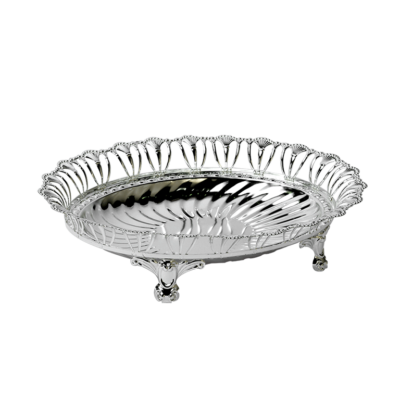 Luxurious Round Silver Plated Bowl with wire motif and fluted interior