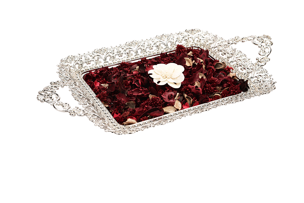 Exquisite Motif Rectangle Tray With Handle