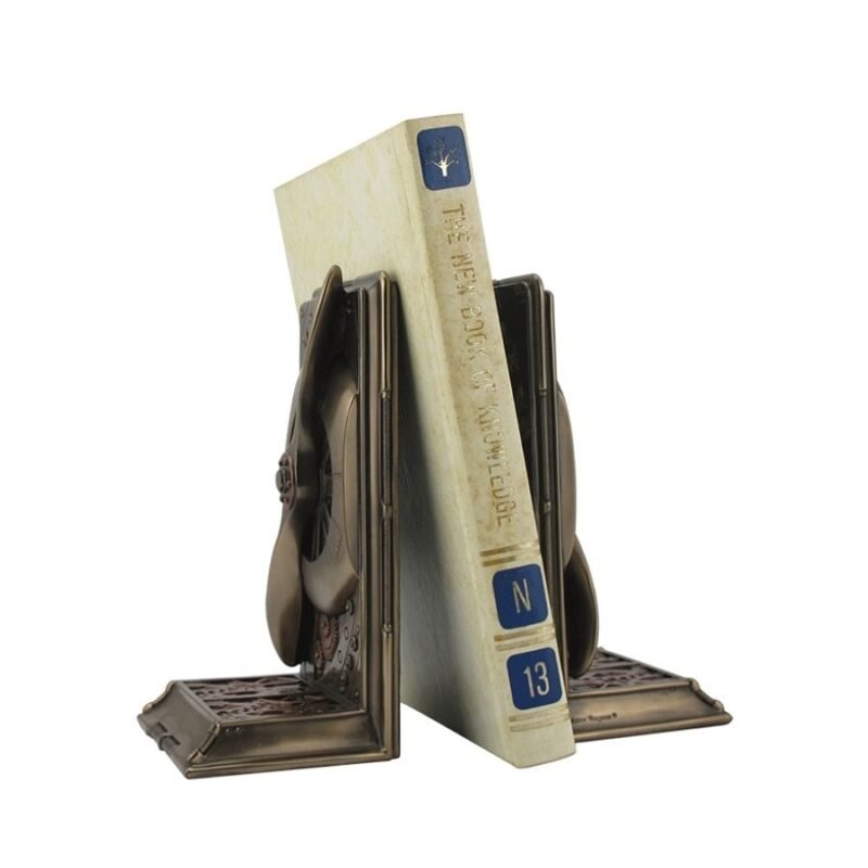 a quirky yet antique collection of bookends in bronze shade