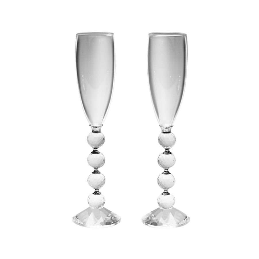 Classy wine glasses adorned with crystals on the bottom