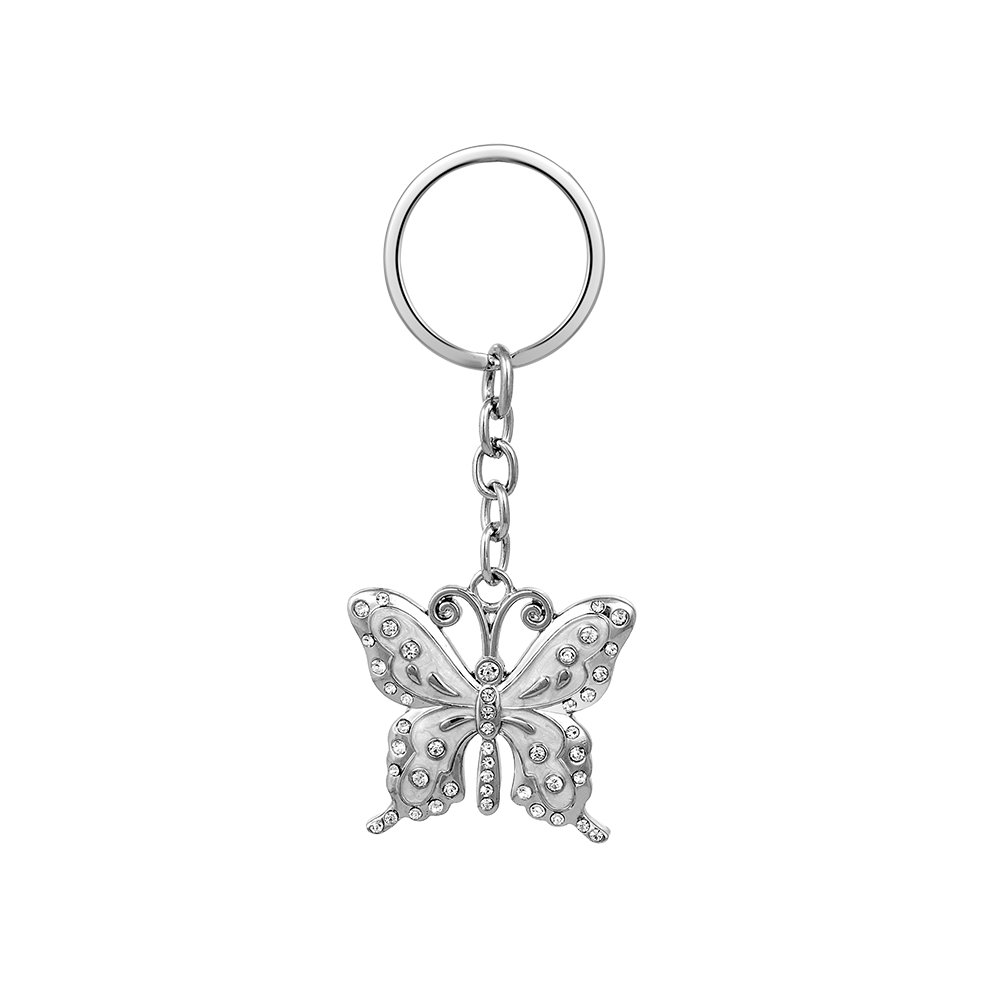 Crsytal studded Butterfly Silver Keychain