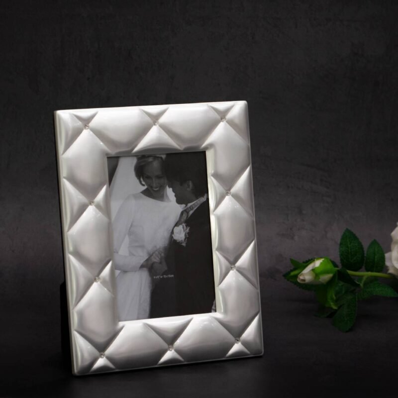 Tufted Design Silver Photo Frame