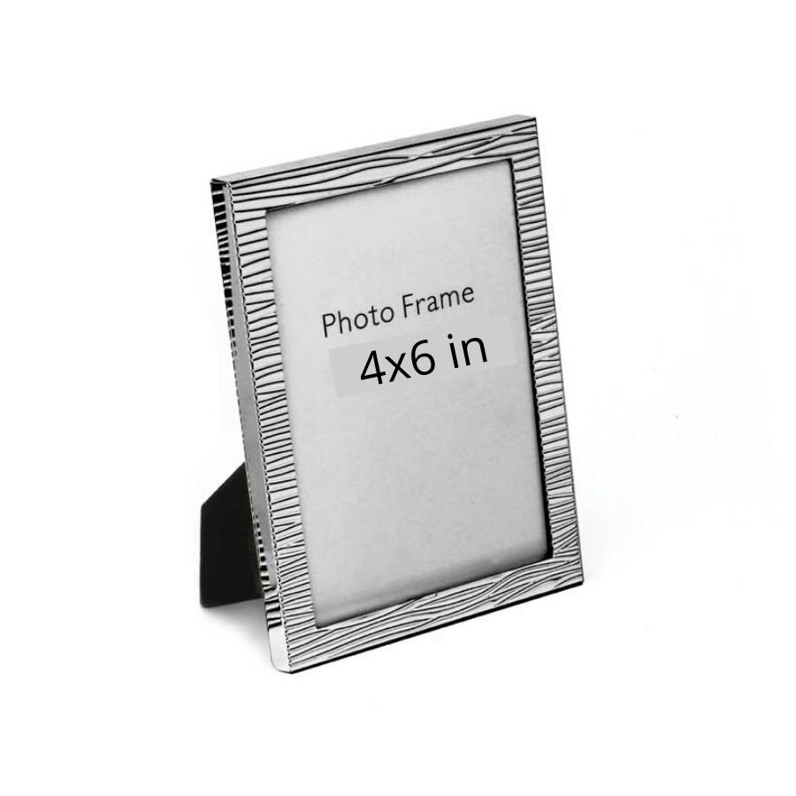 Modern Fluted Texture Silver Photo Frame, Size-4x6