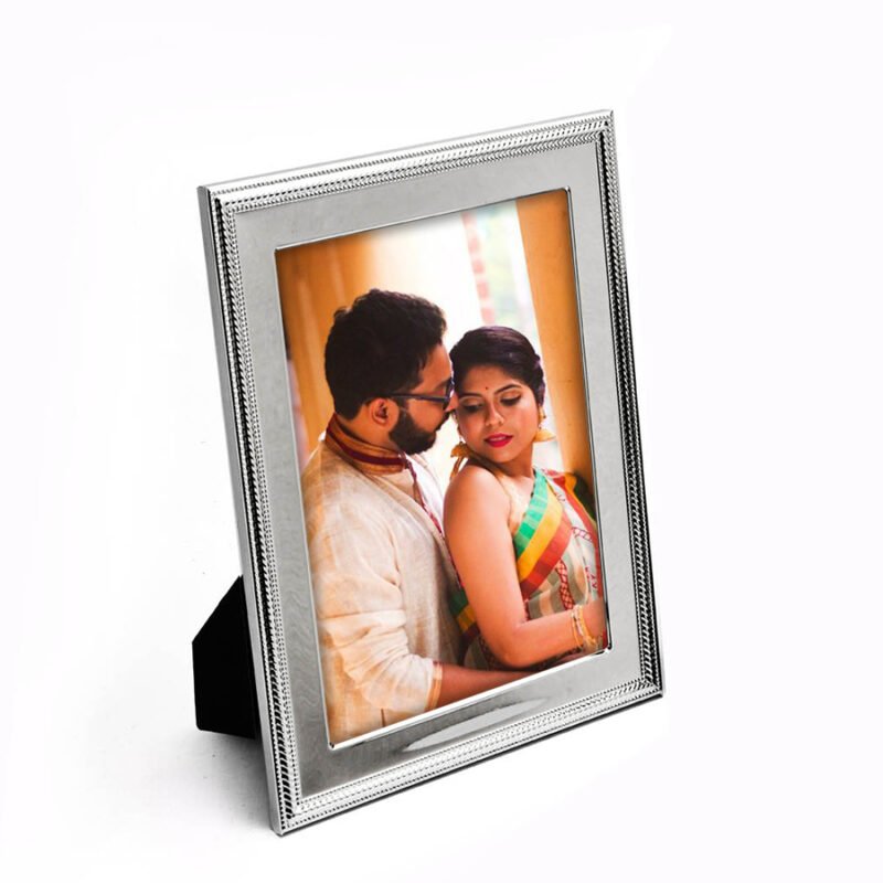 Modern Fluted Texture Silver Photo Frame, Size-4x6