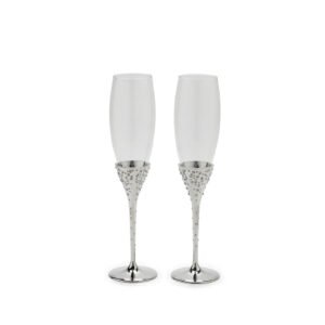 Crystal Embedded Silver Wine Glasses