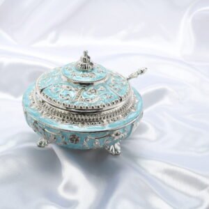 Enameled Pastel Silver Sugar Pots